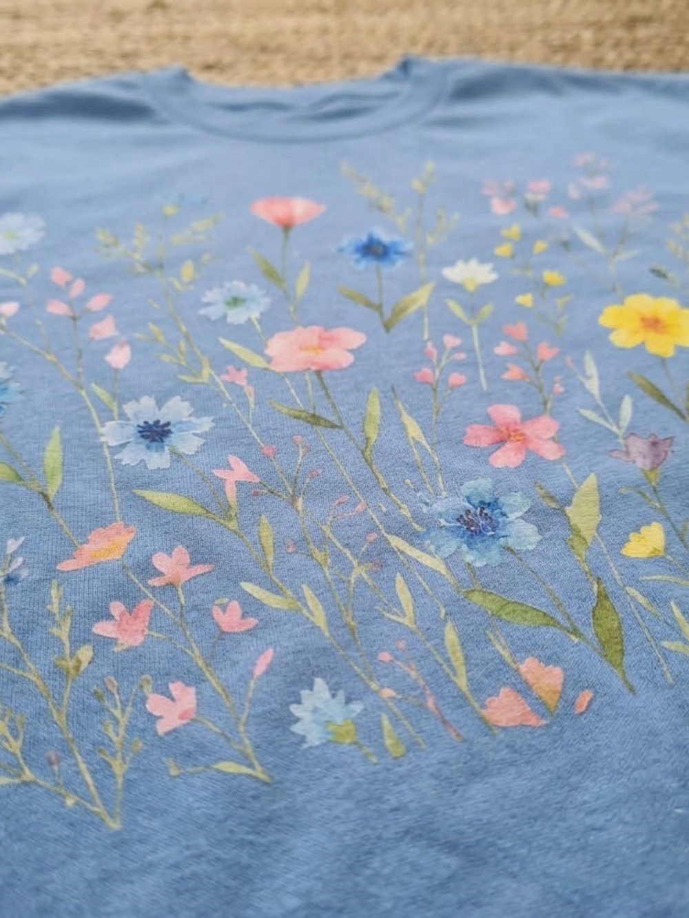 Gildan Blue Wildflower Garden Graphic Tee - Picture 3 of 3